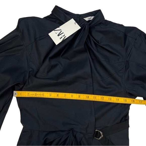 Zara Blogger Favorite Mini Dress with Knot in Midnight Navy Size M NWT - Picture 12 of 16